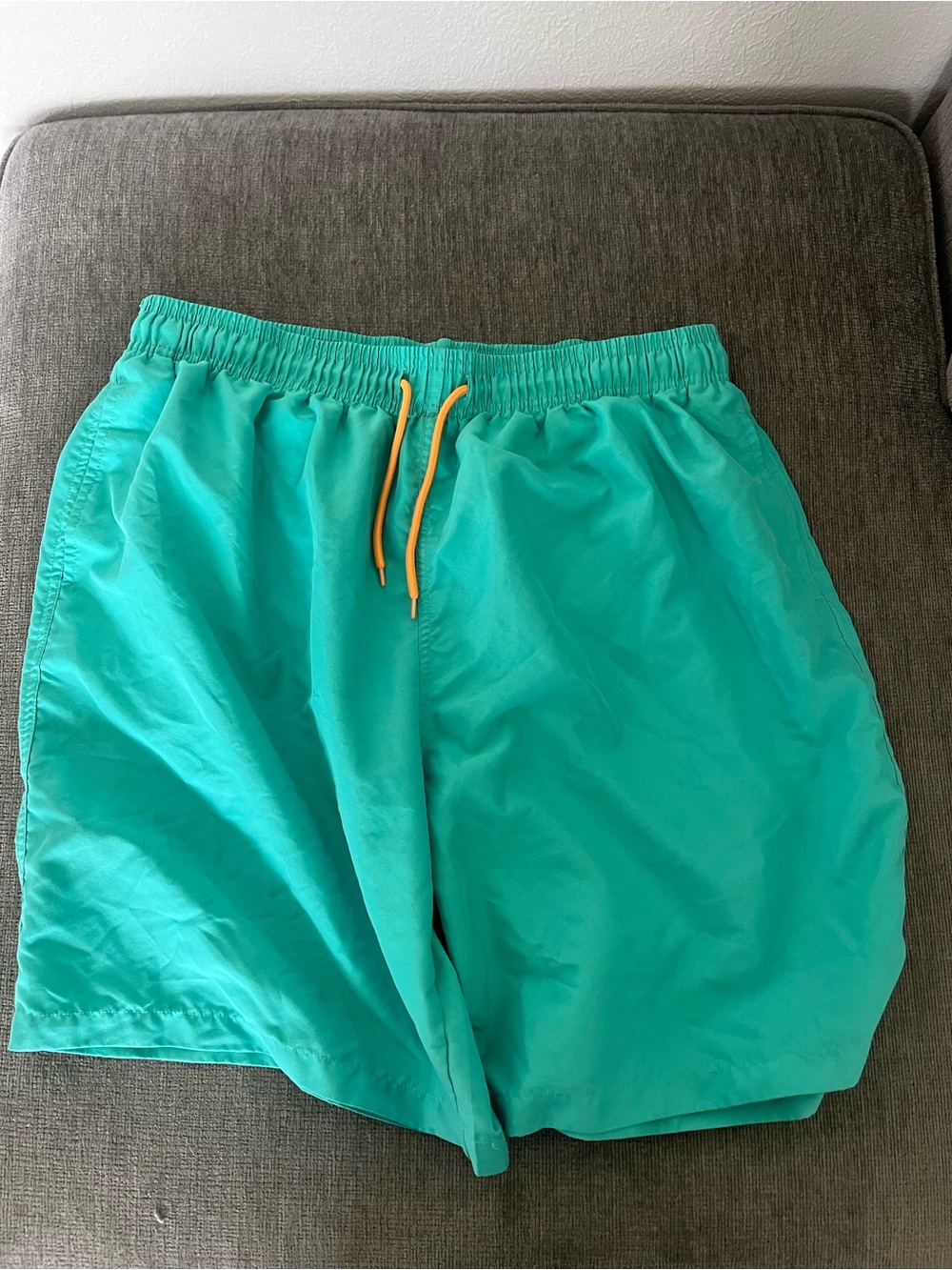 Men’s Turquoise Swim Shorts with Yellow Drawstring